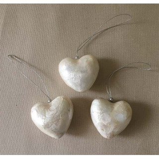 Coeur tout Capiz 6cm set de 6  - lot de 1