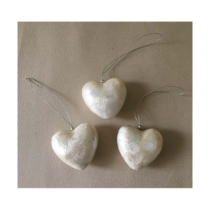 Coeur tout Capiz 6cm set de 6  - lot de 1