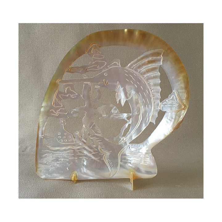 Huître Perlière Sculptée Espadon 15/20cm lot de 1