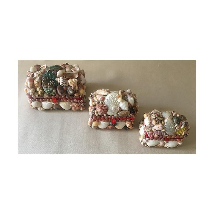 Coffret Bijoux Coquillage Coffre petit modèle 8cm lot de 12