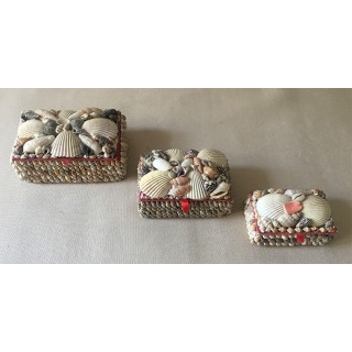 Coffret bijoux coquillages rectangulaire petit modèle 6x7cm par 12