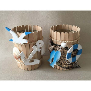 Photophore ou pot à crayons Ancre & Bouée Assortis par 6