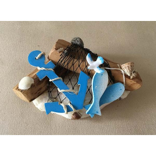 Déco Mer sur Bois & Coquillages 12/13CM par 6