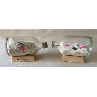 Bottle with White Sand - Customizable shells 10cm lot of 12
