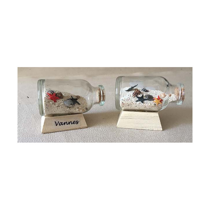 Bouteille avec Sable & Coquillages 5/6cm lot de 12