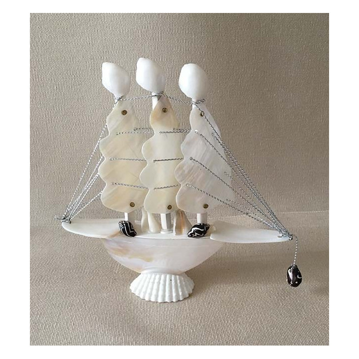 Bateau 3 Voiles Nacré 12.5x12cm par 6