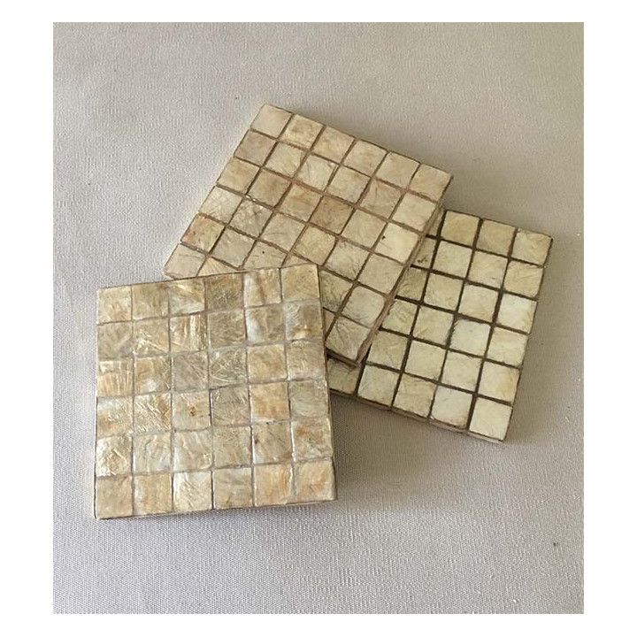 Capiz Mosaic Glass Unders 10x10cm lot of 6