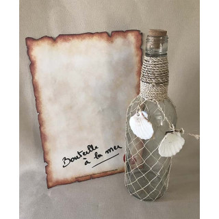 Deco Bottle with Filet Abaca 30CM "MESSAGE A THE MER" by 6