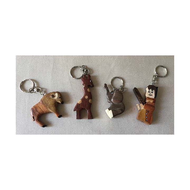 Porte clefs bois assortis par 12