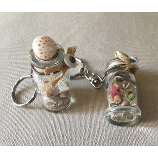 Key holder bottle deco sand - shells lot of 25