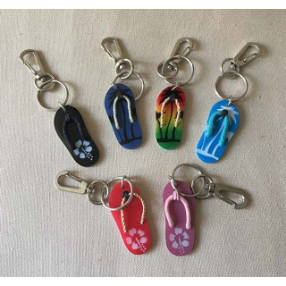 Porte clefs tong résine décor vacances lot de 24