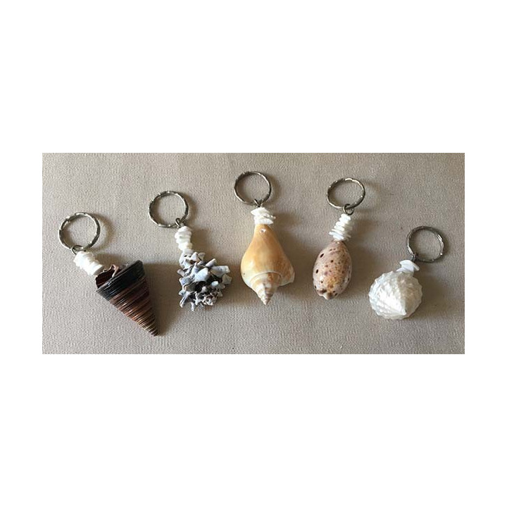 Porte clefs Coquillages assortis lot de 24