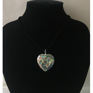 Abalone Heart pendant on Cordon 4cm lot of 6