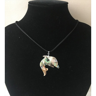 Pendentif Abalone Dauphin sur cordon 4cm  par 12