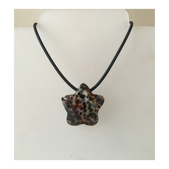 Pendentif Etoile Cypraea Tigris sur Cordon lot de 6