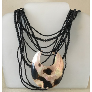 Collier Multirangs Croissant Nacre Tigrée lot de 6