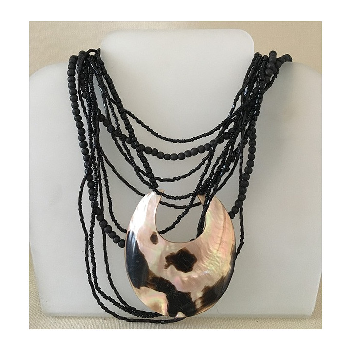 Collier Multirangs Croissant Nacre Tigrée lot de 6