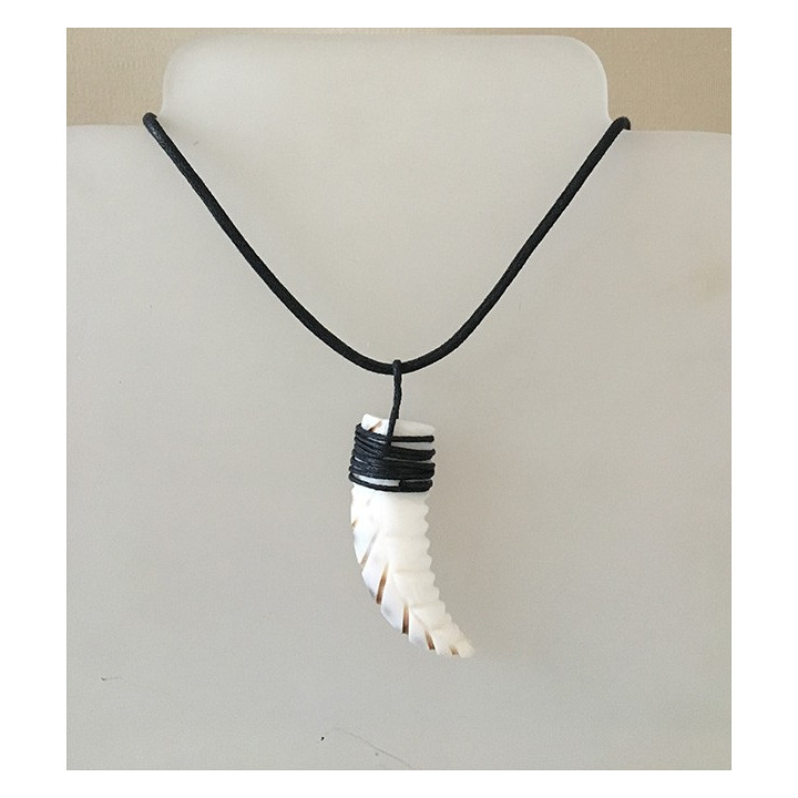 Pendentif Dent Tigris Sculpté sur Cordon lot de 12