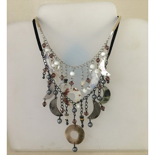 Collier Cuir Pendants Nacre Tigrée lot de 6