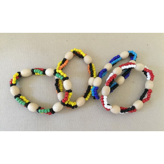 Bracelet Grosses Perles Bois lot de 12