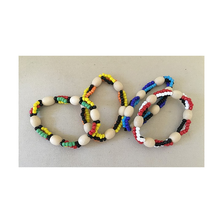 Bracelet Grosses Perles Bois lot de 12
