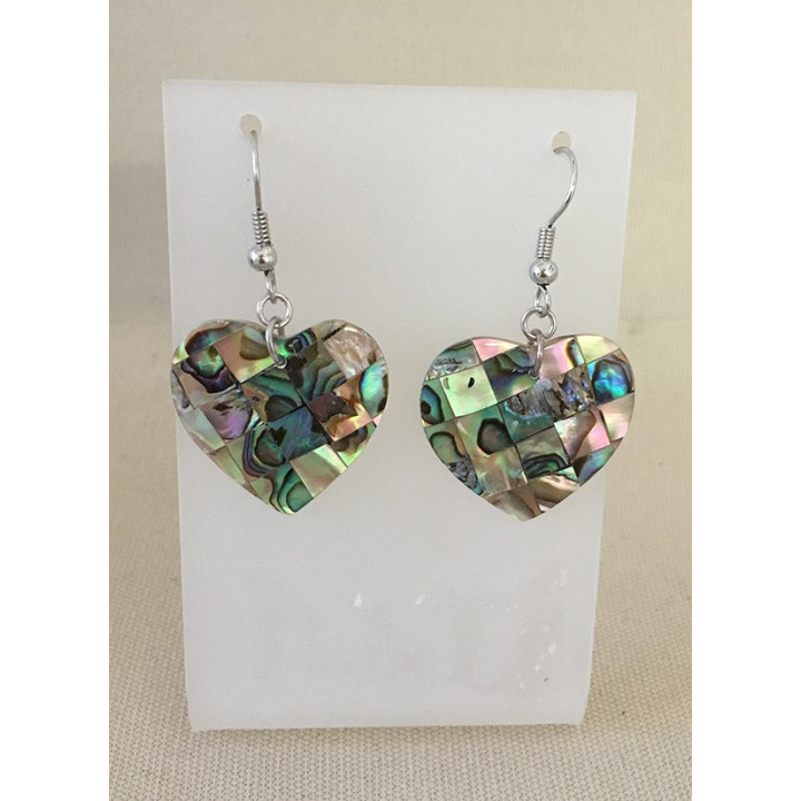 Abalone Paua Heart Earrings Lot of 6