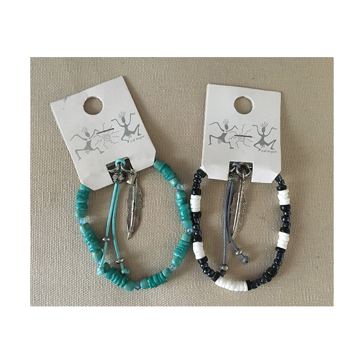 Bracelets avec Pendants Plume couleurs assorties par 24