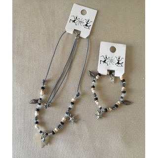 Necklace - Heart bracelet and coloured shells matched by 24