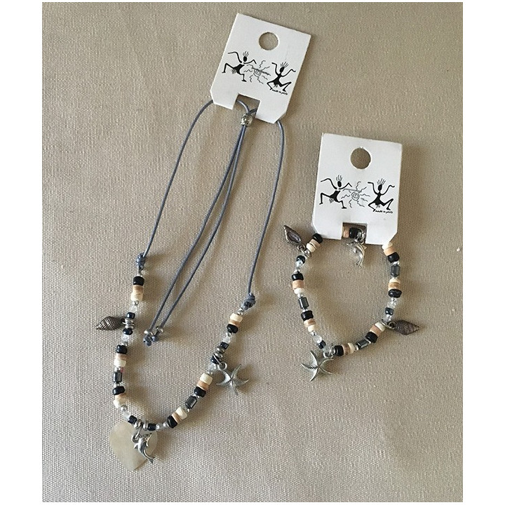 Necklace - Heart bracelet and coloured shells matched by 24