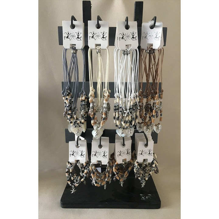 Parure collier bracelet coeur et coquillages couleurs assorties par 12