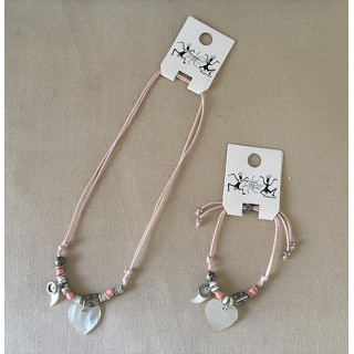 Parure Collier / Mother-of-pearl heart bracelet by 24