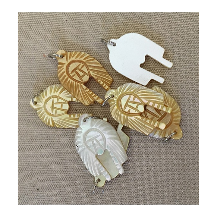 Pendentif Nacre Tête d'Indien lot de 12