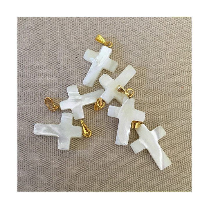 Pendent Nacre Trocha Cross lot of 25