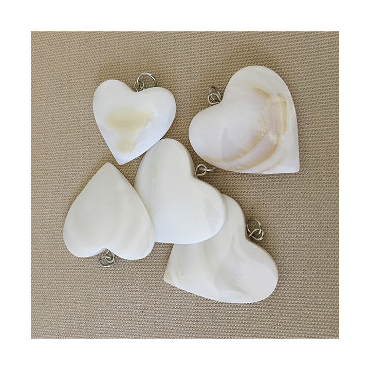 Coeur Nacre pendant 30mm lot of 12