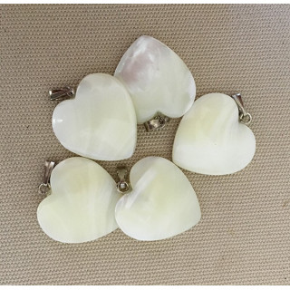 Pendentif Nacre Trocha Coeur Monture Argentée 20mm lot de 25