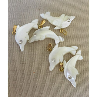 Dauphin Nacre pendant with Strass lot of 25