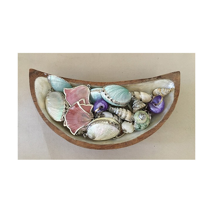 Pendentif Coquille Bordure Argentée lot de 50