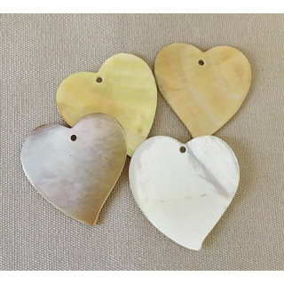 Pendentif coeur Huître Perlière 40mm lot de 10