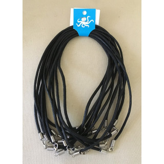 Lacet Noir épais en Coton 3mm de Diamètre non Fermé lot de 25