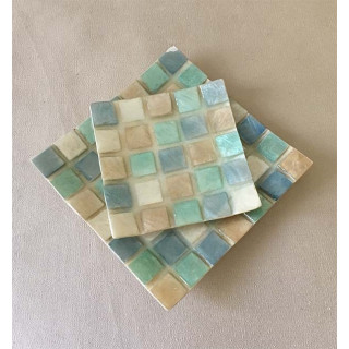 Plate Square Mosaic Capiz 15x15cm lot of 6