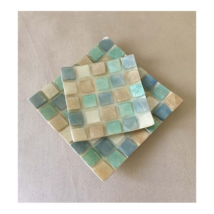 Plate Square Mosaic Capiz 15x15cm lot of 6