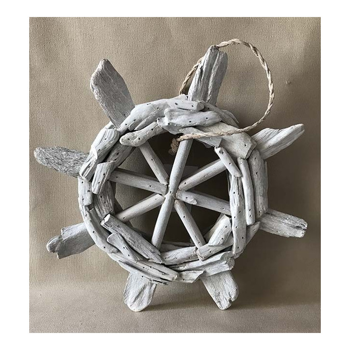 Gouvernail bois flotté blanchi 30cm par 6