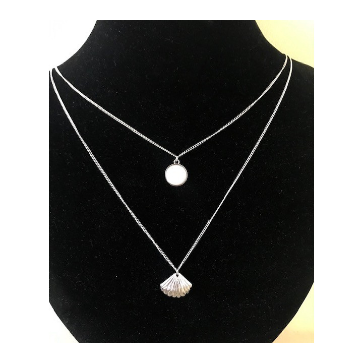Assortiment Collier Argenté Pecten/ Rond Nacre par 12