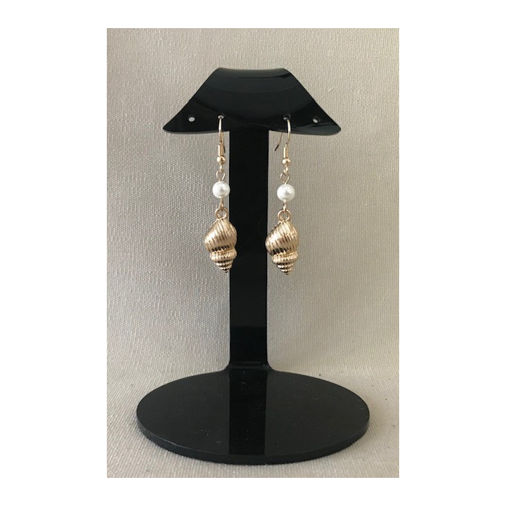 Boucle Oreille Dorée Coquillage/ Perle par 12