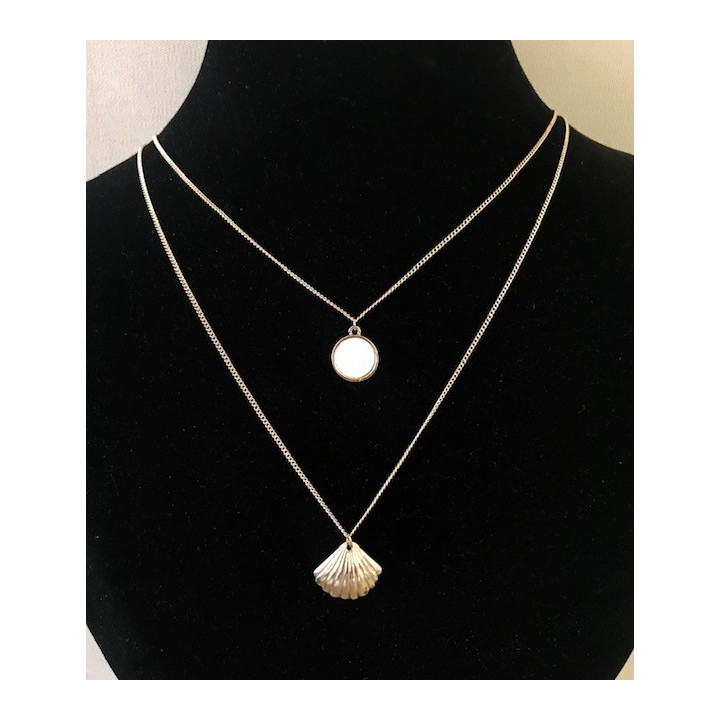 Assortiment Collier Doré Pecten/ Rond Nacre par 12