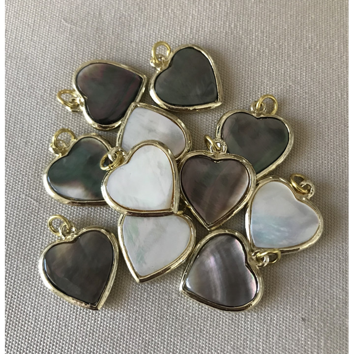 Heart Nacre Double Face pendant lot of 12