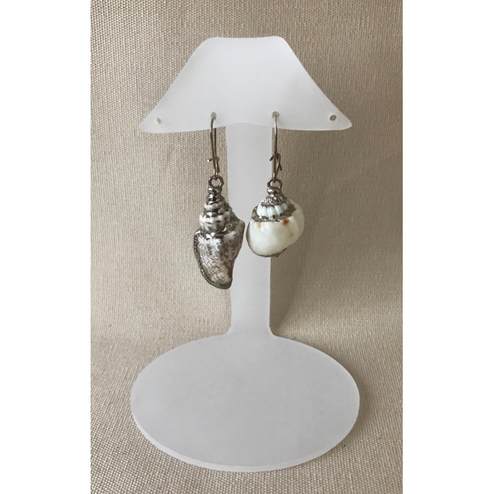 Silver border shell earrings by 12