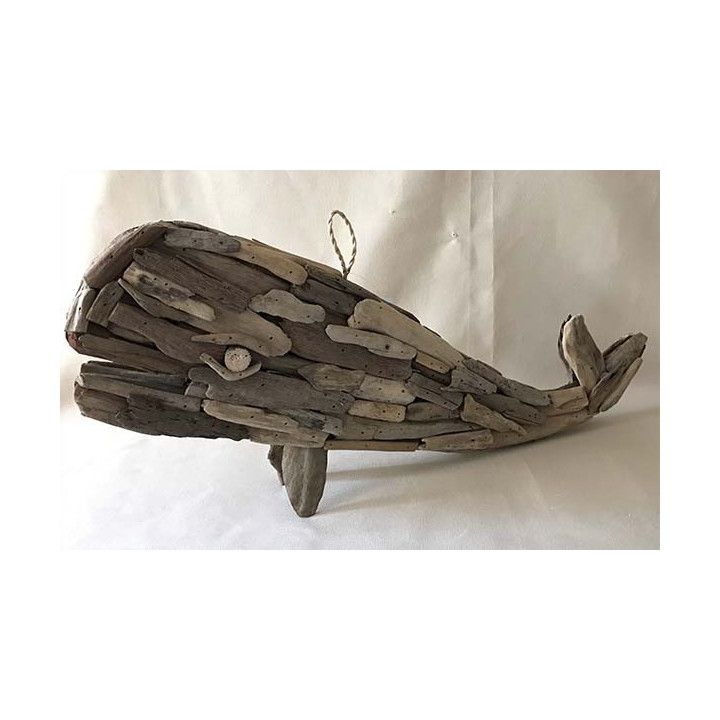 Baleine en bois flotté naturelle 61 cm