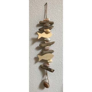 Natural driftwood garland fish. shells 50 cm by 6