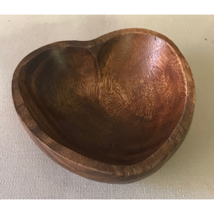 Wooden heart bowl dia 10cm x H 3.5 by 6